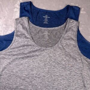 Real Essentials Womens 2-Pack Space Dye Racerback Active Tank Tops 3X Blue Grey